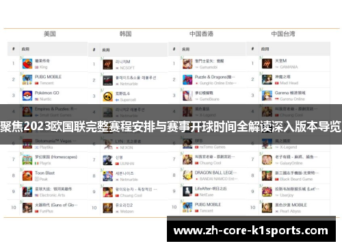 聚焦2023欧国联完整赛程安排与赛事开球时间全解读深入版本导览